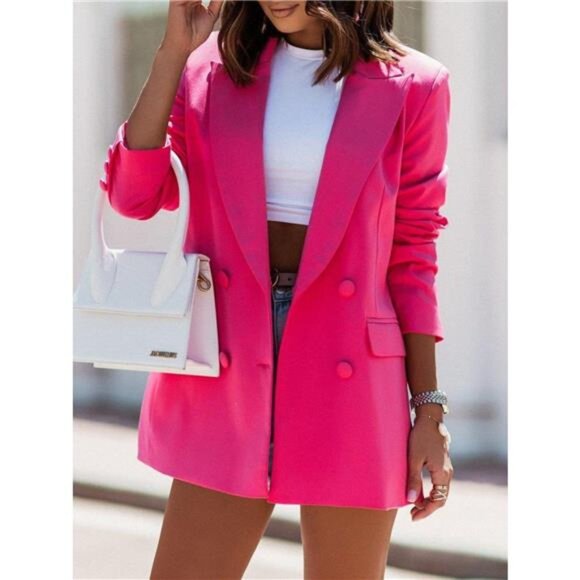 Double-Breasted Long Sleeve Blazer - Picture 10 of 15